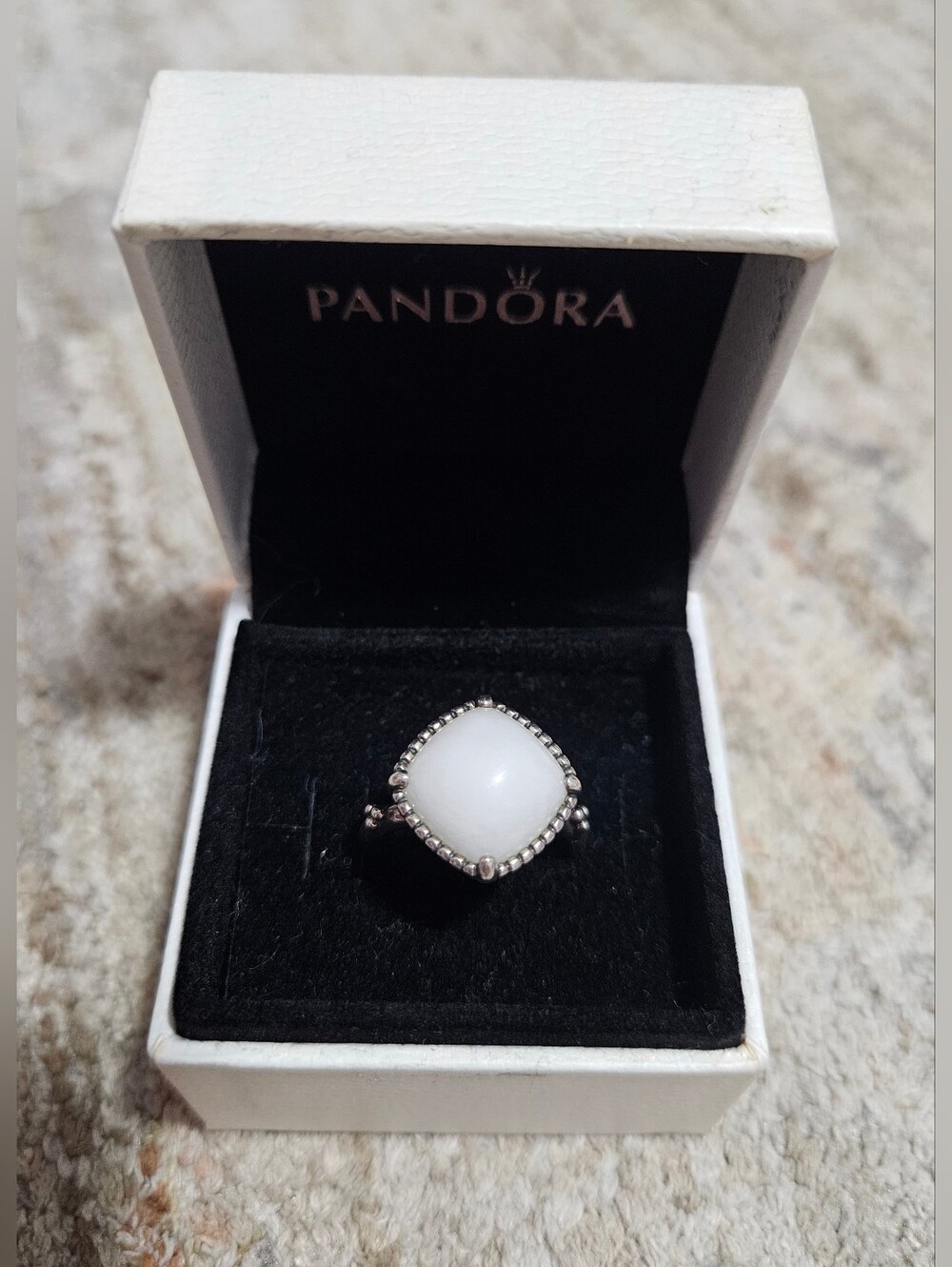 Pandora Retired/Rare Pure Radience White Quartzine Sterling Silver Ring✨️ Size 7